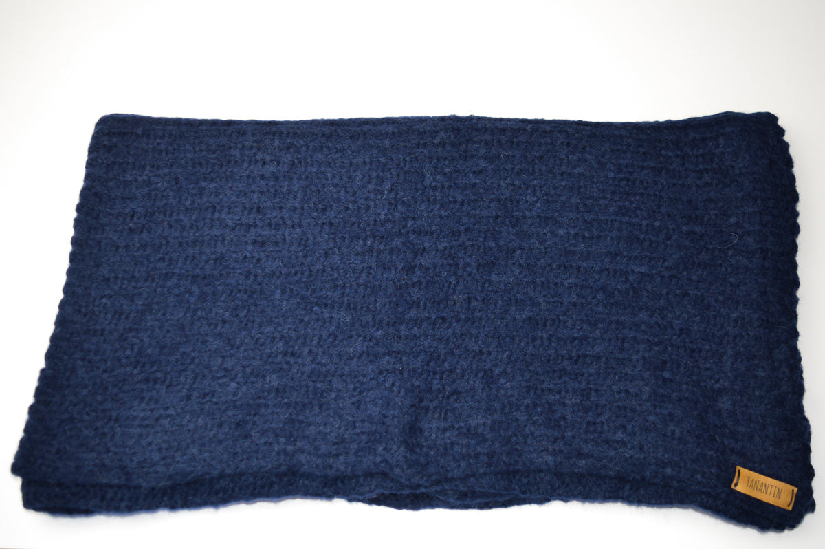 Extra Large Scarf | Navy Blue | Baby Alpaca & Merino Wool Blend | Loosely Knitted