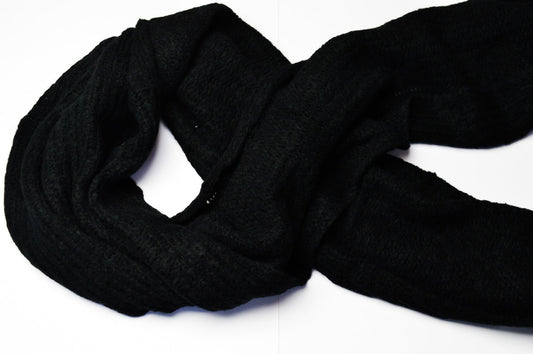 Extra Large Scarf | Midnight Black | Baby Alpaca & Merino Wool Blend | Loosely Knitted