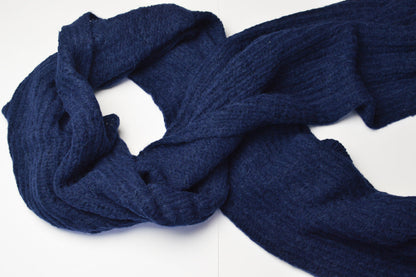 Open Knit Scarf | Navy Blue | Baby Alpaca & Merino Wool Blend | Extra Large Size