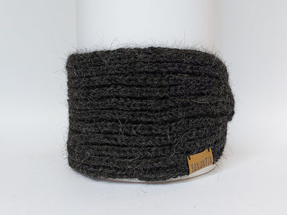 Large Knitted Headband | Stormy Night Grey | 100% Alpaca Wool