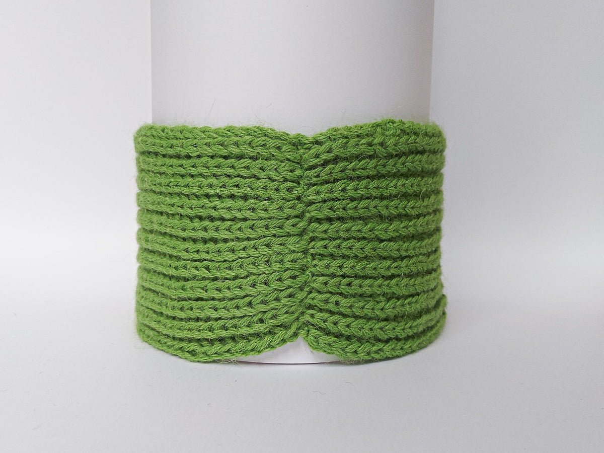 Large Knitted Headband | Grasshopper Green | 100% Alpaca Wool