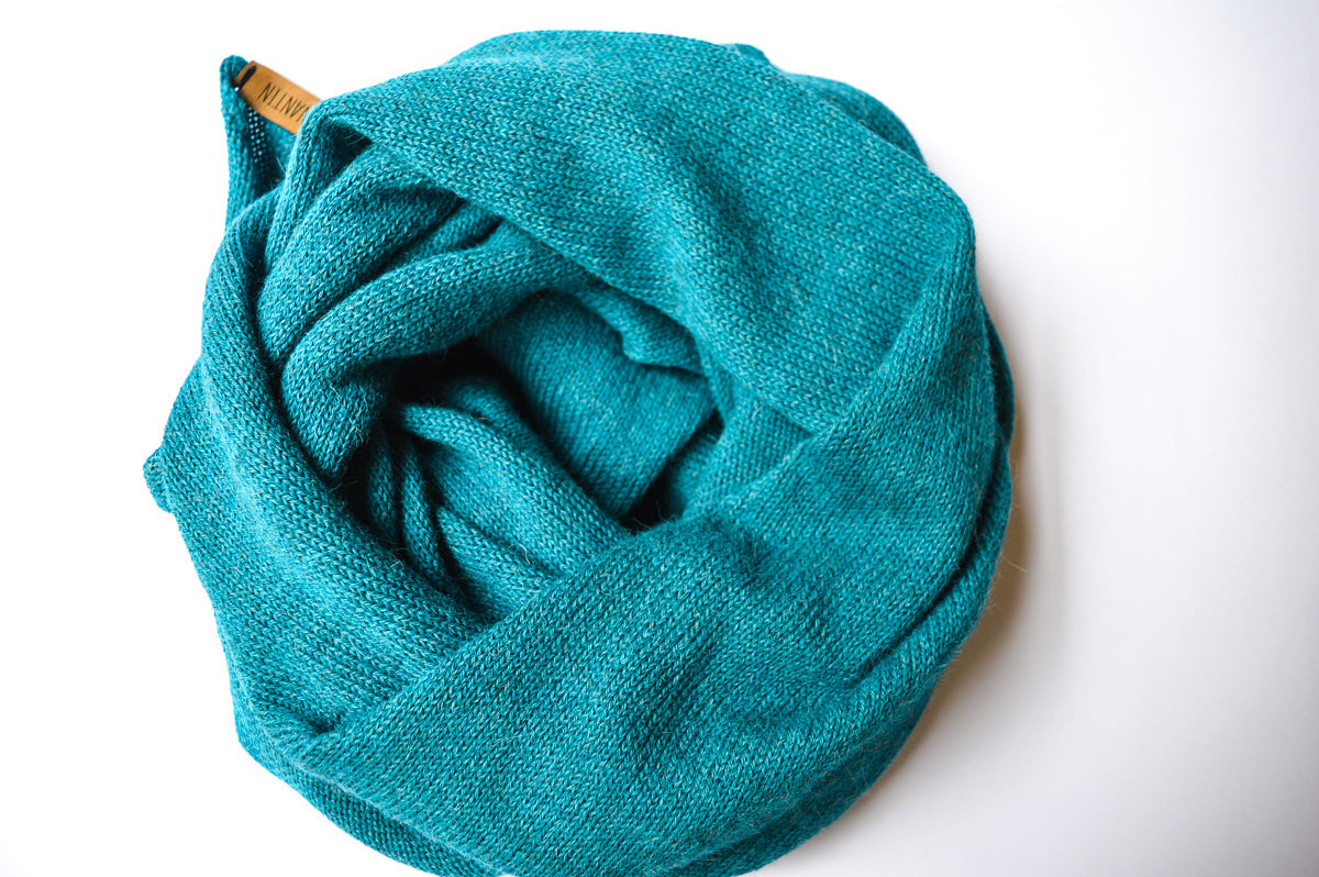 Knitted Scarf | Ocean Blue | 100% Alpaca Wool