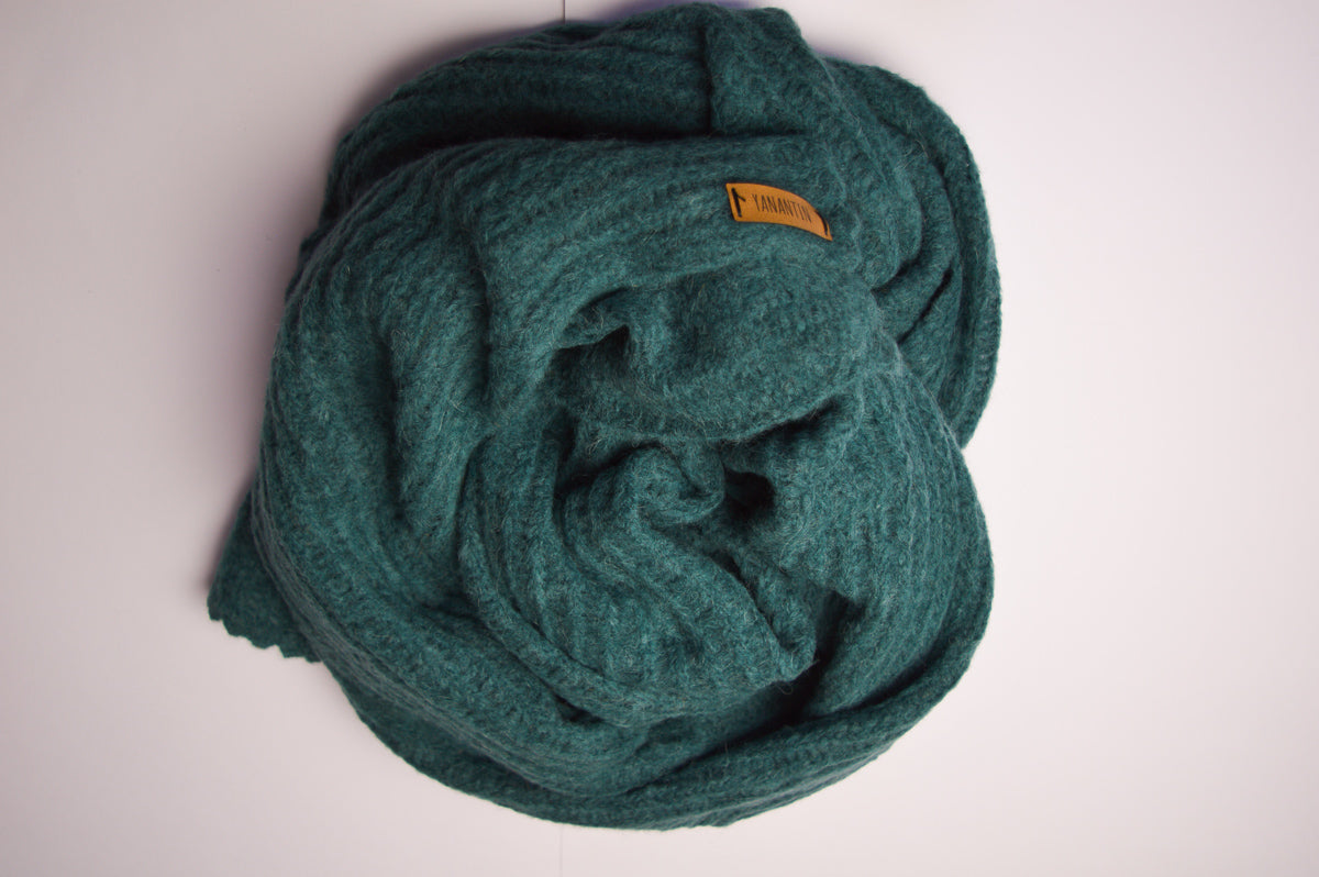 Extra Large Scarf | Pine Green | Baby Alpaca & Merino Wool Blend | Loosely Knitted