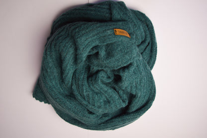 Chunky Scarf | Pine Green | Baby Alpaca & Merino Wool Blend | Loosely Knitted