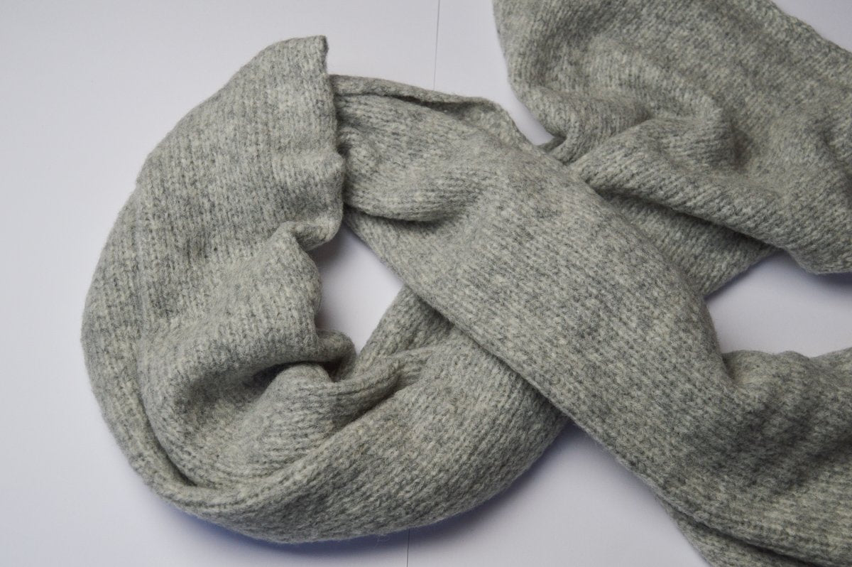 Tightly Knitted Extra Large Scarf | Silvery Grey | Baby Alpaca & Merino Wool Blend