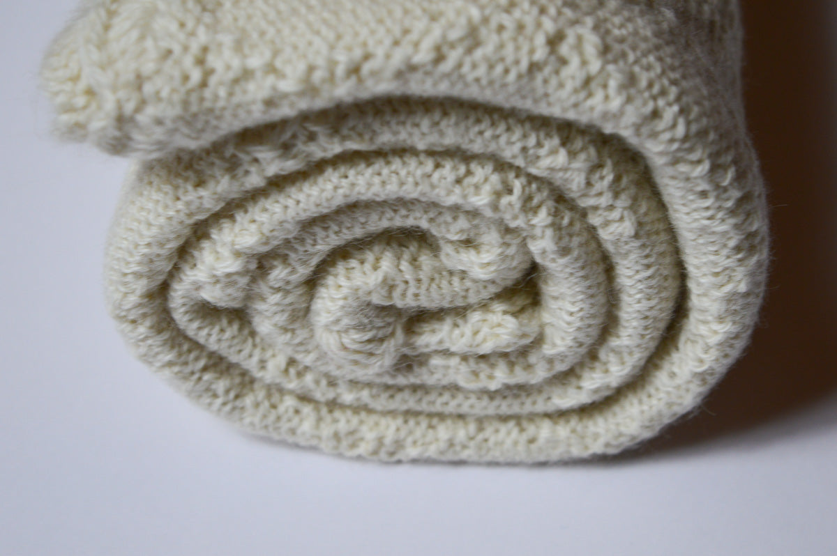 Knitted Baby Blanket | 100% Baby Alpaca | Undyed & Biodegradable (2.0)