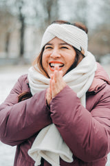 Large Knitted Scarf | White Vanilla | 100% Alpaca Wool