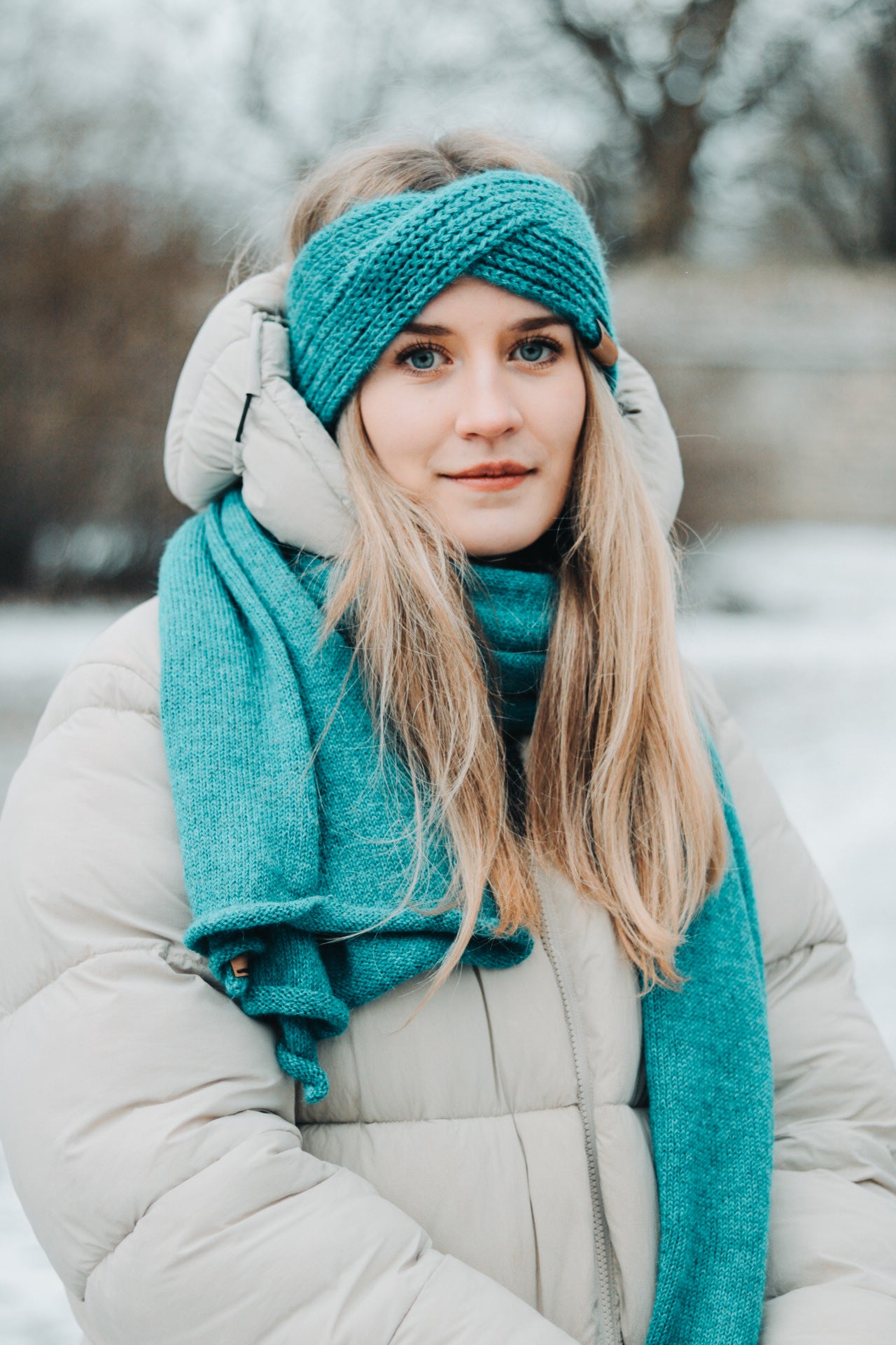 Knitted Scarf | Ocean Blue | 100% Alpaca Wool