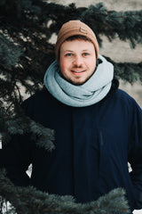 Extra Large Knitted Scarf | Spring Breeze Blue | 100% Alpaca Wool